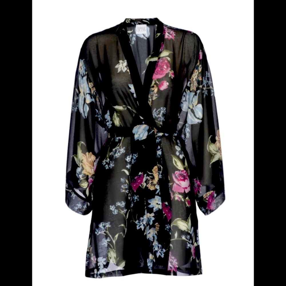 Helena Quinn-Sheer Dark Floral Robe